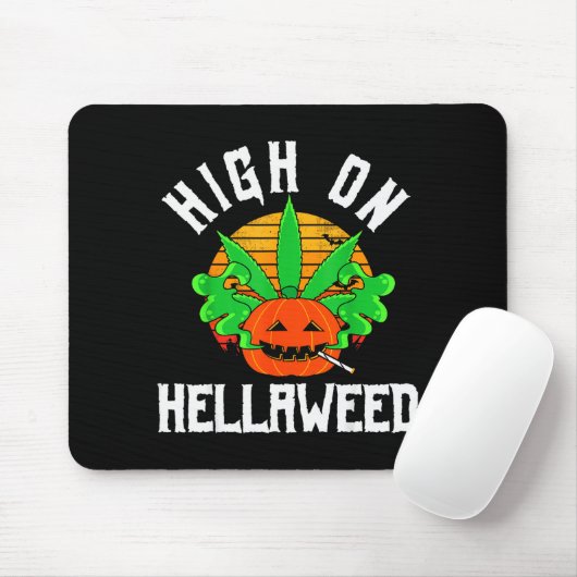 Pumpkin Smoking Weed Costume Retro Funny Halloween Muismat (Met muis)