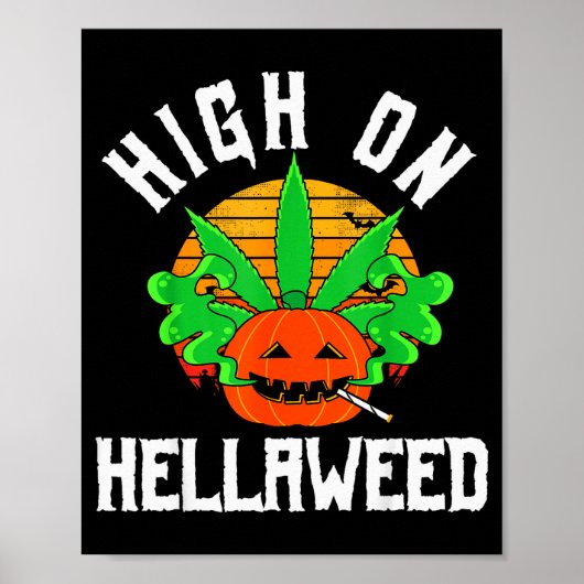 Pumpkin Smoking Weed Costume Retro Funny Halloween Poster (Voorkant)