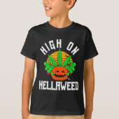 Pumpkin Smoking Weed Costume Retro Funny Halloween T-shirt (Voorkant)