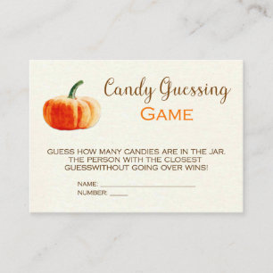 Pumpkin Snoep Guessing Game Card Baby shower Game Informatiekaartje