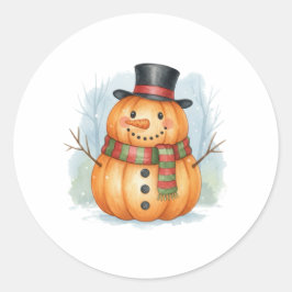 Pumpkin snowman ronde sticker