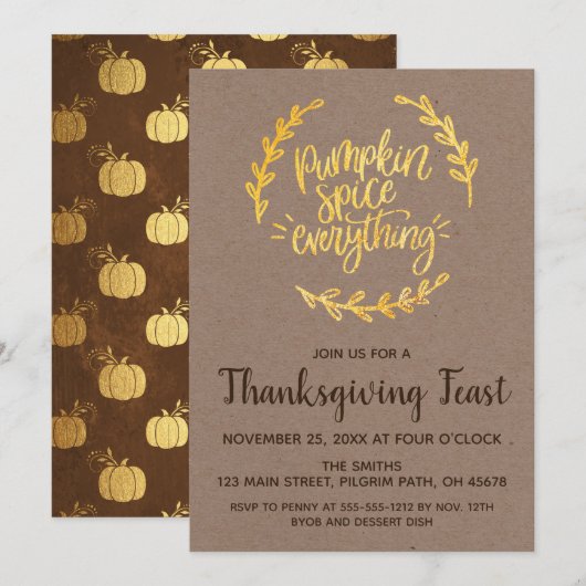 Pumpkin Spice Alles Thanksgiving Kaart (Voorkant / Achterkant)