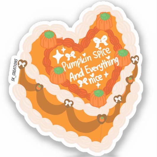 Pumpkin Spice And Everything Nice Heart Cake  Sticker (Voorkant)