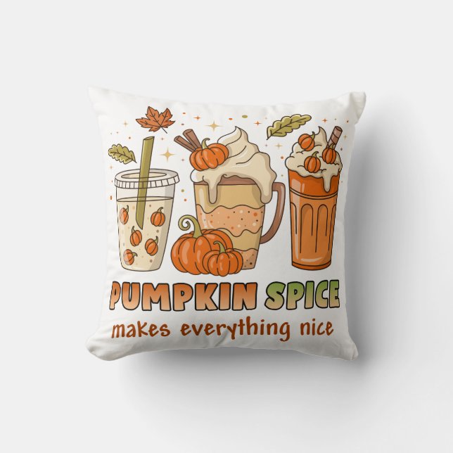 Pumpkin Spice Autumn Drink Art Kussen (Voorkant)