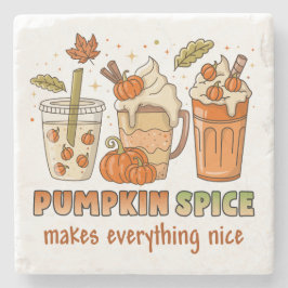 Pumpkin Spice Autumn Drink Art Stenen Onderzetter