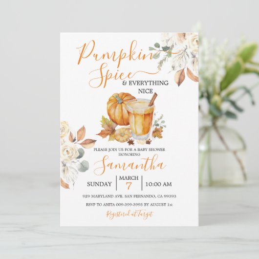 Pumpkin Spice Baby shower en alles mooi Kaart (Staand voorkant)