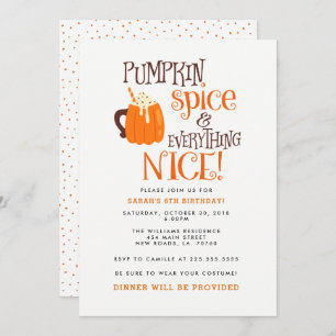 Pumpkin Spice Birthday Party Invitations Kaart