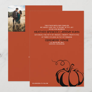 Pumpkin Spice bruiloft uitnodiging met QR-code