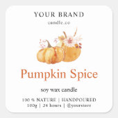 Pumpkin Spice Candle Label | Waterverf Herfst (Voorkant)