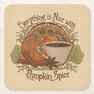 Pumpkin Spice Coffee Party Vierkante Kartonnen Onderzetter