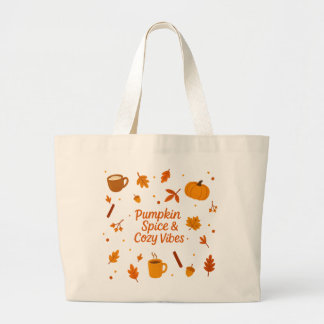Pumpkin Spice & Cozy Vibes Fall Tote Bag