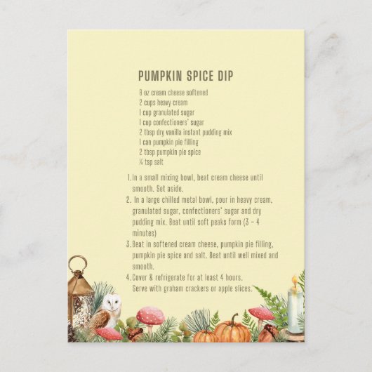 Pumpkin Spice Dip Recipe Briefkaart (Voorkant)