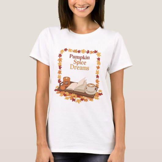 Pumpkin Spice Dreams Herfst Kunst T-shirt (Voorkant)