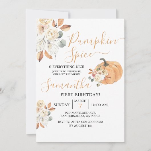 Pumpkin Spice en alles Nice 1 oktober Kaart (Voorkant)