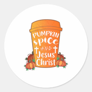 Pumpkin Spice en Jesus Christus Cute Funny Ch Ronde Sticker
