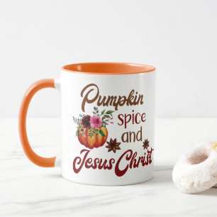 Pumpkin Spice en Jesus Christus Funny Herfst Mok
