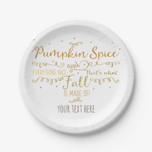 Pumpkin Spice & Everything Leuke Herfst Party Papieren Bordje (Voorkant)