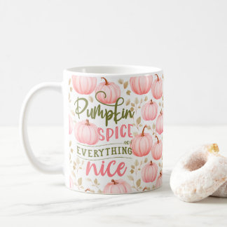 Pumpkin Spice Everything Nice Pink Pattern Fall Koffiemok