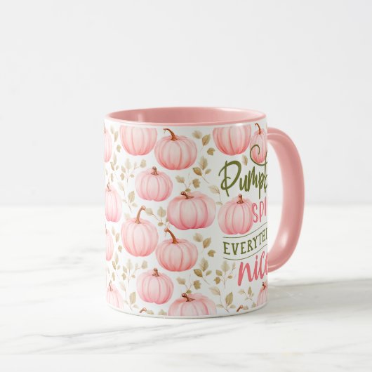 Pumpkin Spice Everything Nice Pink Pattern Fall Mok (Voorkant rechts)