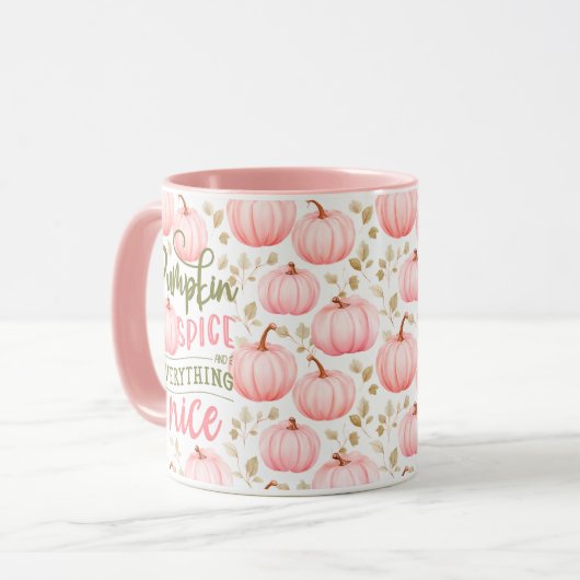 Pumpkin Spice Everything Nice Pink Pattern Fall Mok (Voorkant links)