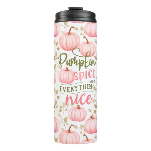 Pumpkin Spice Everything Nice Pink Pattern Fall Thermosbeker (Voorkant)