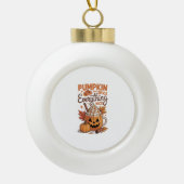 Pumpkin Spice Halloween Keramische Bal Ornament (Voorkant)