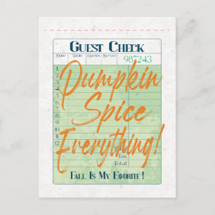 Pumpkin Spice Herfst Autumn Guest Check Coffee Lat Briefkaart