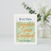 Pumpkin Spice Herfst Autumn Guest Check Coffee Lat Briefkaart (Staand voorkant)