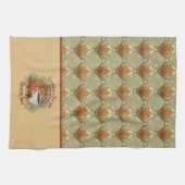 Pumpkin Spice Koffie Kunst en Herfst Bladeren Patr Theedoek (Horizontaal)