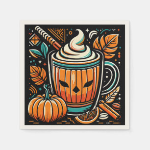Pumpkin Spice Latte Halloween Design Servet