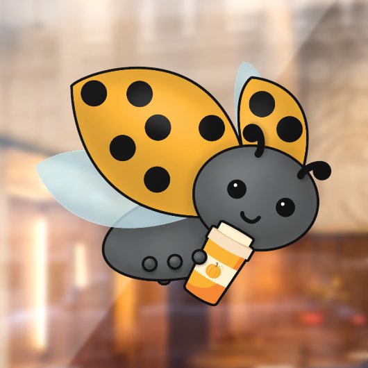 Pumpkin Spice Latte Ladybug Raamsticker (Vel 2)