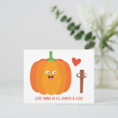 Pumpkin Spice Love Cute Herfst Briefkaart (Staand voorkant)