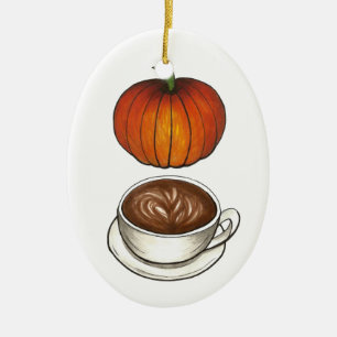 Pumpkin Spice Lover Coffee Latte Autumn Holiday Keramisch Ornament