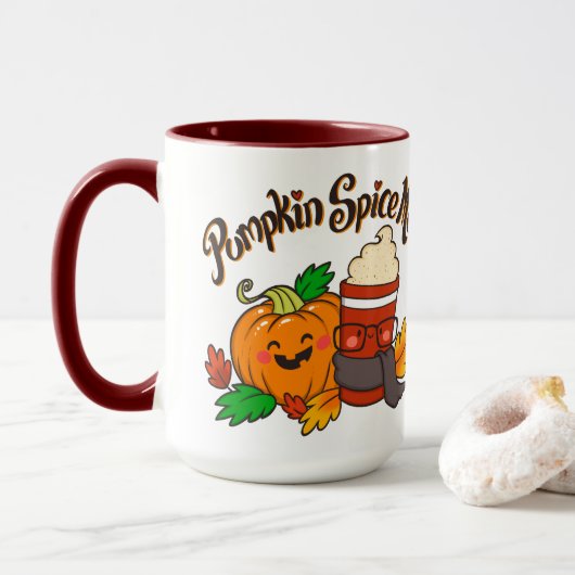 Pumpkin Spice me, mok koffie 15 oz rood  (Met donut)