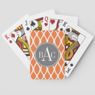 Pumpkin Spice Monogrammed Barcelona Print Pokerkaarten