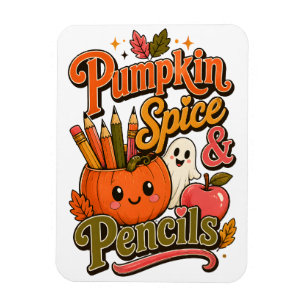 Pumpkin Spice & Potloden Schattige Herfst Leraar  Magneet