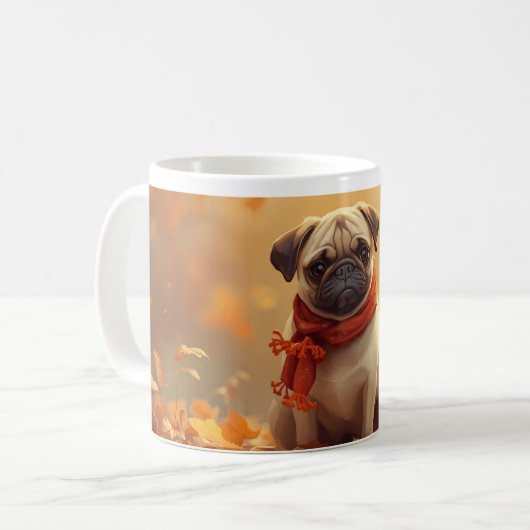 Pumpkin Spice & Pug Vibes Koffiemok (Voorkant links)