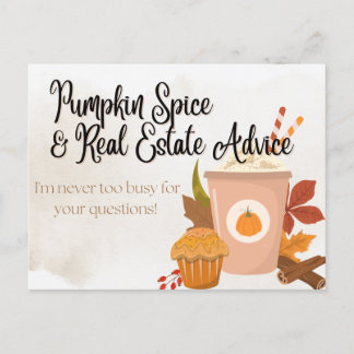 Pumpkin Spice & Real Estate Advice Realtor Pop-by Uitnodiging Briefkaart