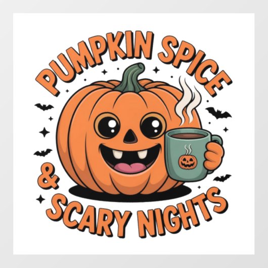 Pumpkin Spice & Scary Nights | Schattigee Hallowee Raamsticker (Vel)