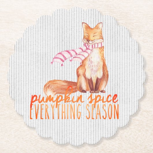 Pumpkin Spice Sitting Fox Kartonnen Onderzetters (Voorkant)