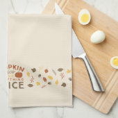 Pumpkin Spice Typografische Herfst Kitchen Towel Theedoek (Quarter Fold)