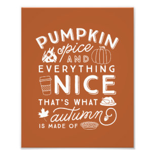Pumpkin Spice Typographic Autumn Art Print Foto Afdruk