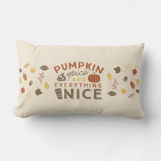 Pumpkin Spice Typographic Autumn Home Decor Kussen (Voorkant)
