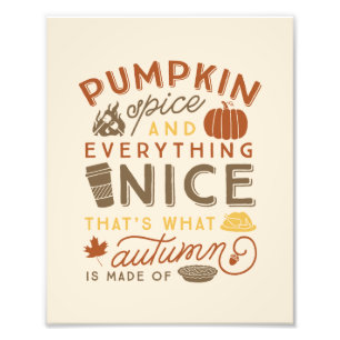 Pumpkin Spice Typographic Herfst Autumn Art Print Foto Afdruk