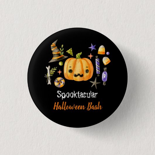 Pumpkin Spooktacular Halloween Bash Black Ronde Button 3,2 Cm (Voorkant)