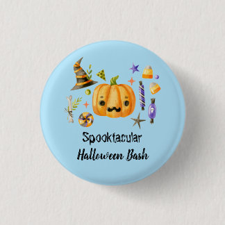 Pumpkin Spooktacular Halloween Bash Blue Ronde Button 3,2 Cm