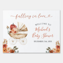 Pumpkin Stroller Floral Baby Shower Welcome Yard
