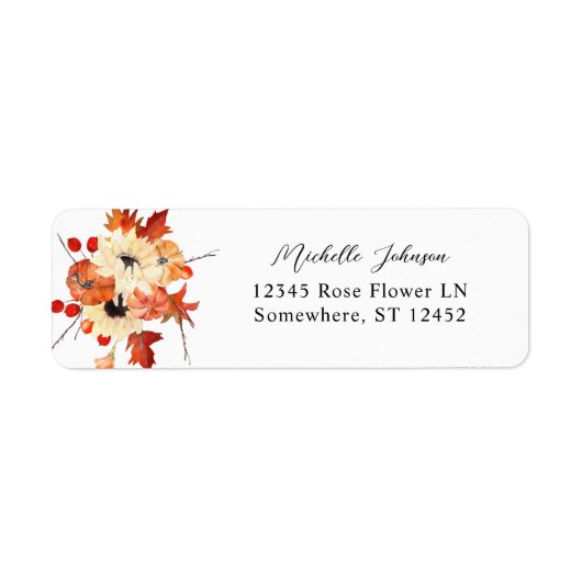Pumpkin & Sunflower Floral Return Address Label (Voorkant)