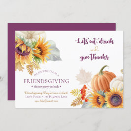 Pumpkin Sunflower Friendsgiving Potluck Invitation Kaart