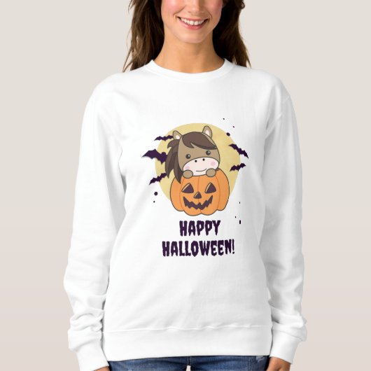 Pumpkin Sweet Horses Happy Halloween Trui (Voorkant)